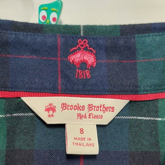 Brooks Brothers Green Plaid Flannel Shirt, Size 8 - Picture 4 of 8